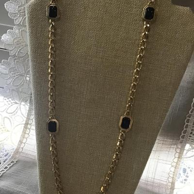 Black Glass Chain Necklace