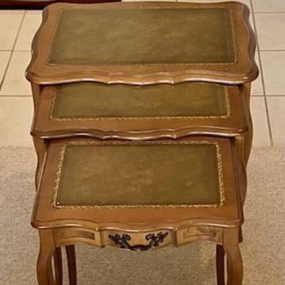 Three Leather Top Nesting Tables