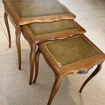 Three Leather Top Nesting Tables