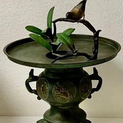 Asian Metal Stand With Bird