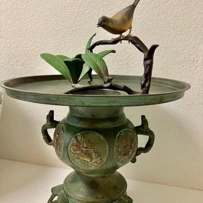 Asian Metal Stand With Bird