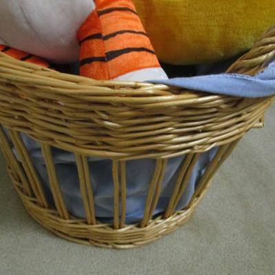 Stuffed Plush & Wicker Basket