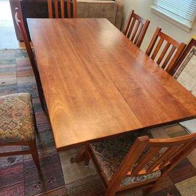 Stunning Custom Made Solid Cherry Wood Table & 6 Chairs 76x42x30