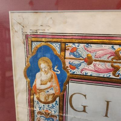 Manuscript Illuminated 1513  Elaborately Framed Giulio Cesare DiCapoa  37x31