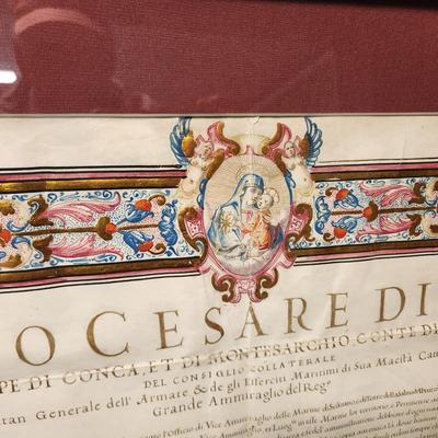 Manuscript Illuminated 1513  Elaborately Framed Giulio Cesare DiCapoa  37x31