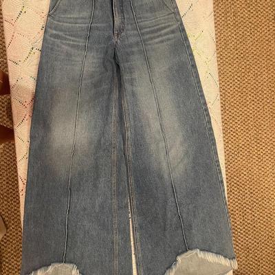 NO BRAND: DESIGNER SUPER WIDE LEG DENIM PANTS (WOMEN'S) SIZE 25