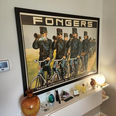 Vintage Original F.G. Schlette Fongers  Bicycle Poster Framed 58x42