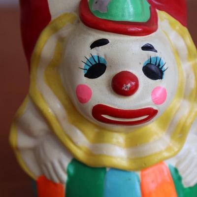 NORLEANS Vintage Clown Coin Bank with Rubber Plug