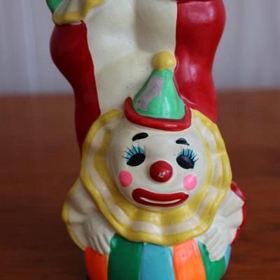 NORLEANS Vintage Clown Coin Bank with Rubber Plug
