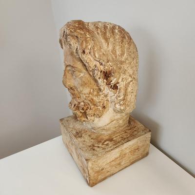 Hellenistic Style Plaster Bust Statue 9x8.5X17