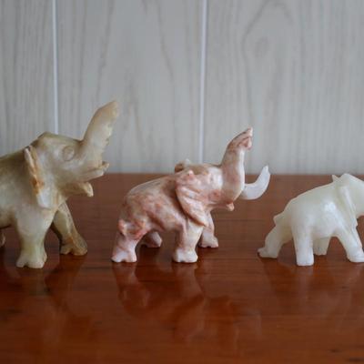 Three Stone Figures of Elephants (3)
