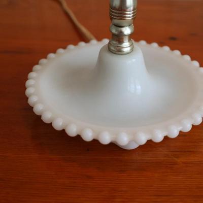 Milk Glass Lamp With Shallow Dish