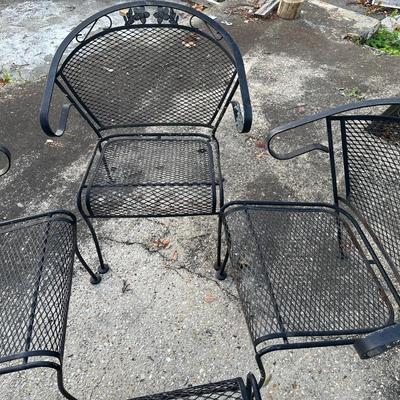 Set of Four Wrought Iron Chairs (4)