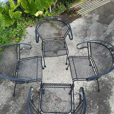 Set of Four Wrought Iron Chairs (4)