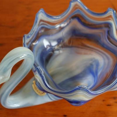 Hand Blown Glass Swan Bowl
