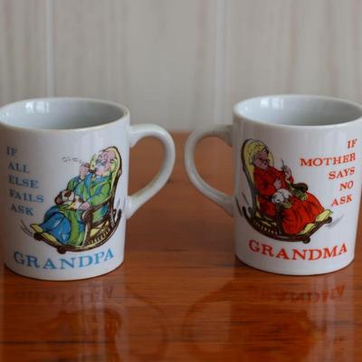 Pair of Stoneware Grandparent Mugs