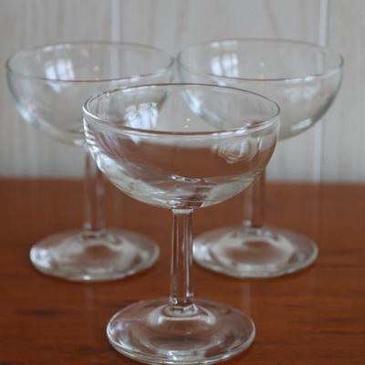 Vintage Metal Serving Tray With Set of 3 Coupe Glasses