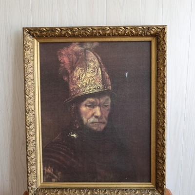 Vintage Large Decorative Painting of Soldier