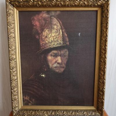 Vintage Large Decorative Painting of Soldier