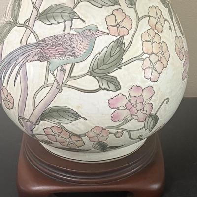 Pair (2) ~ Ceramic 3-Way Floral Table Lamps