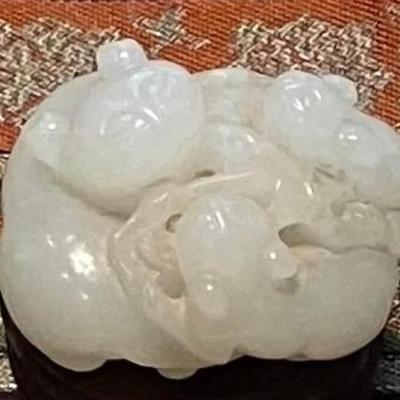 Antique Carved Jade Cat Figure
