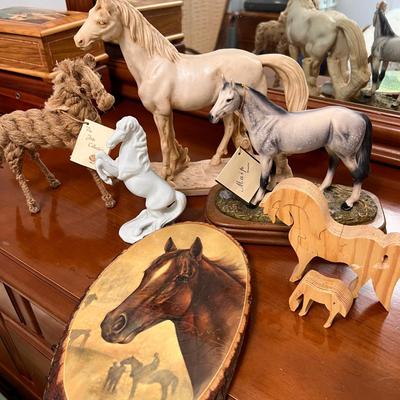 Large Vintage Horse Figurine Lot - Various Mediums