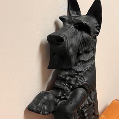 Large Department 56 Cast Iron Tall Scottie Dog Door Stop