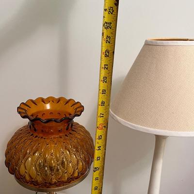 Amber Hurricane Lamp and Simple White Table Lamp