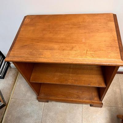 Solid Wood Small Side Table Book Shelf