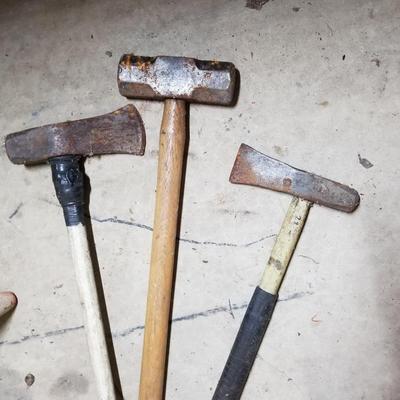2 Wood Spliiting Mauls and 1 Sledge Hammer