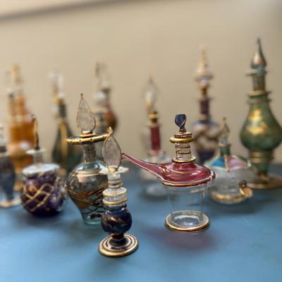 Large Lot Vintage Egyptian Blown Glass Perfume Bottles