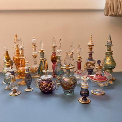 Large Lot Vintage Egyptian Blown Glass Perfume Bottles
