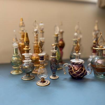 Large Lot Vintage Egyptian Blown Glass Perfume Bottles