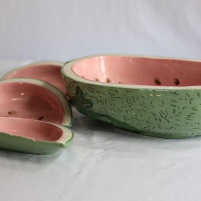 Watermelon Serving Dish with Four (4) Slice Bowl Dish Set