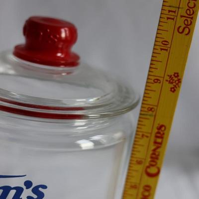 Large 1950s Tom's Toasted Peanuts Glass Jar with Lid