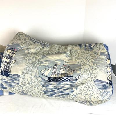 805 Brunschwig and Fils 1992 "Sailing Yarns" Twin Comforter w/ Coordinating Bed Skirt
