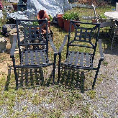 811 PAIR of Black Aluminum Outdoor Arm Chairs