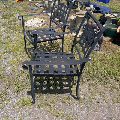 811 PAIR of Black Aluminum Outdoor Arm Chairs