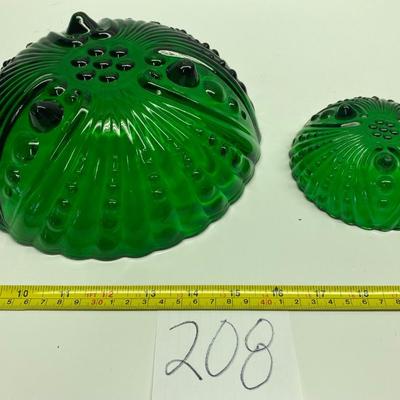 Vintage Emerald Green Hobnail Bowls
