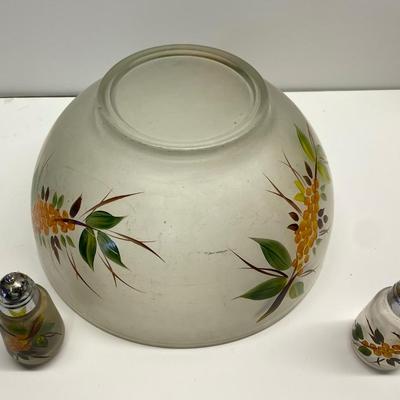 Vintage Hand Painted Bowl and Shakers