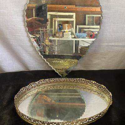 Vintage Vanity Tray and Mirror
