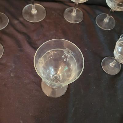 Assortment of Frosted Etched Cordial Glasses (K-CE)