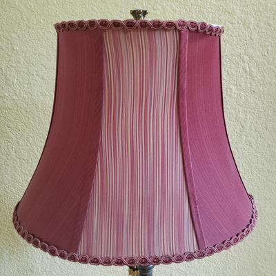Metal Floor Lamp with Red/Striped Lamp Shade (GR-KD)