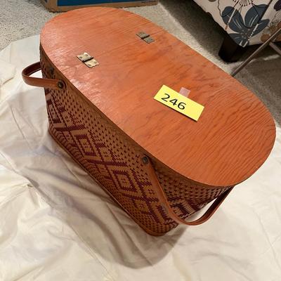 Vintage large picnic basket with some supplies