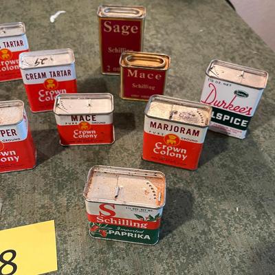 Lots of vintage Spice Tins
