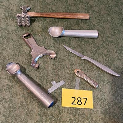 Vintage kitchen utensils.