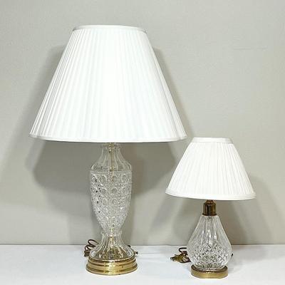 Pair (2) ~ 3-Way Cut Crystal Table Lamps ~ *Read Details