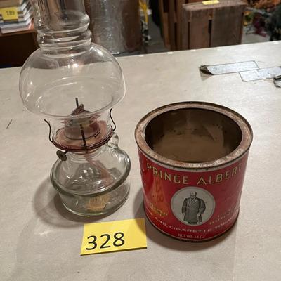 Oil lamp & Prince Albert Can
