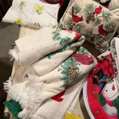 Tub of Christmas Linens