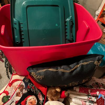 Tub of Christmas Linens